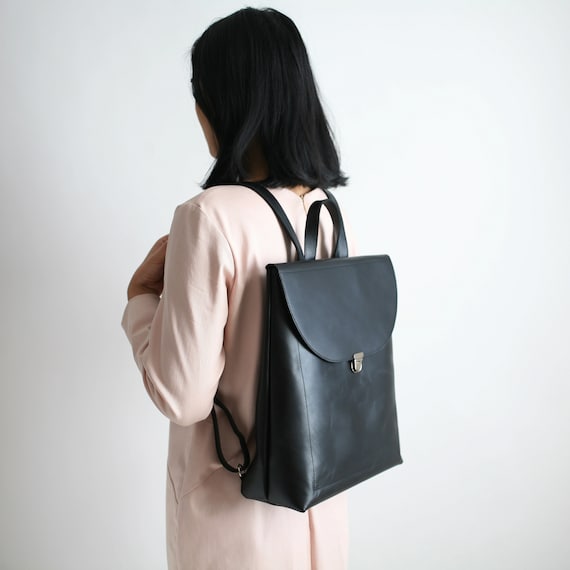 Teal Leather Backpack With Buckle: Handmade Classic Purse - Etsy display picture 1
