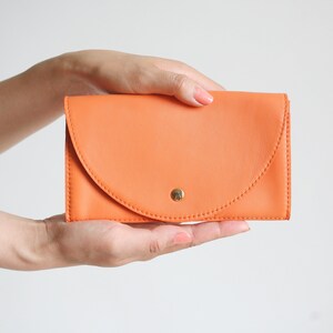 Clutch Wallet Black, Leather Clutch, Secretary Wallet, Big Leather Wallet Tangerine