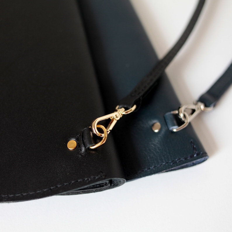 Foldover bag black leather, Wristlet Clutch, Clutch bag, Bridal bag, Leather clutch, Evening bag, Leather purse 画像 3