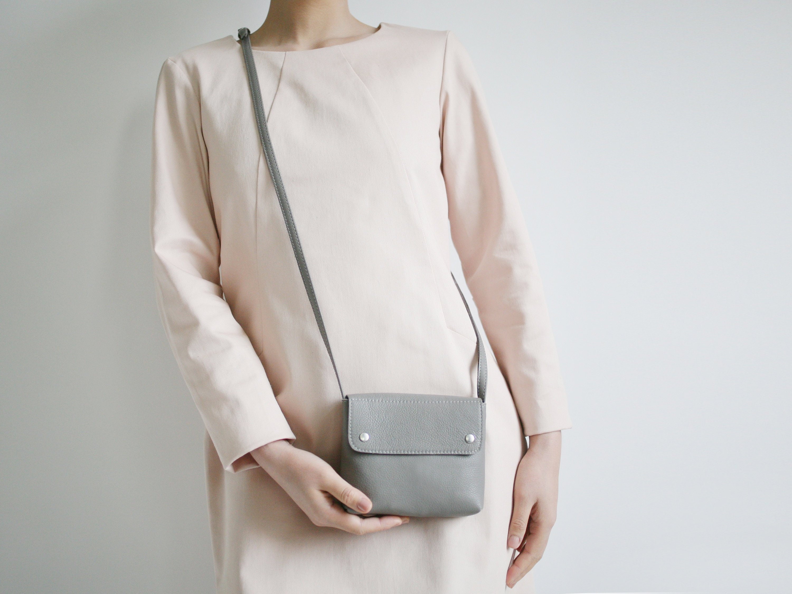 Crossbody Bag Gray Leather, LAST ONE, Small Crossbody Purse, small handbag,  bridal bag, mini shoulder bag