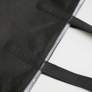 Classic Leather Tote Black, leather shopper, shoulder bag, minimalistic black tote image 7