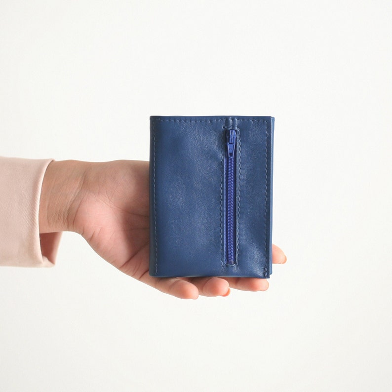 Cartera Trifold Cuero Negro, cartera plana, cartera para hombre, cartera para mujer, cartera de cuero imagen 6