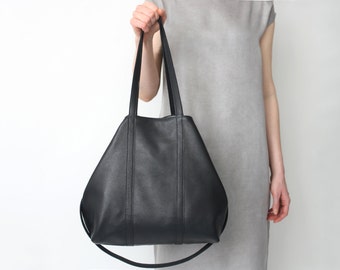 COS Versatile Leather Shopper in Natural