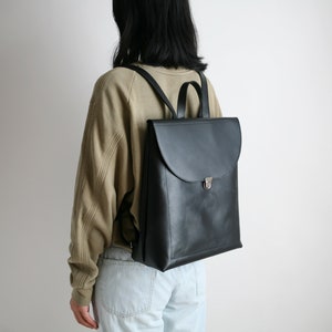 Minimalistischer Rucksack echt Leder Schwarz