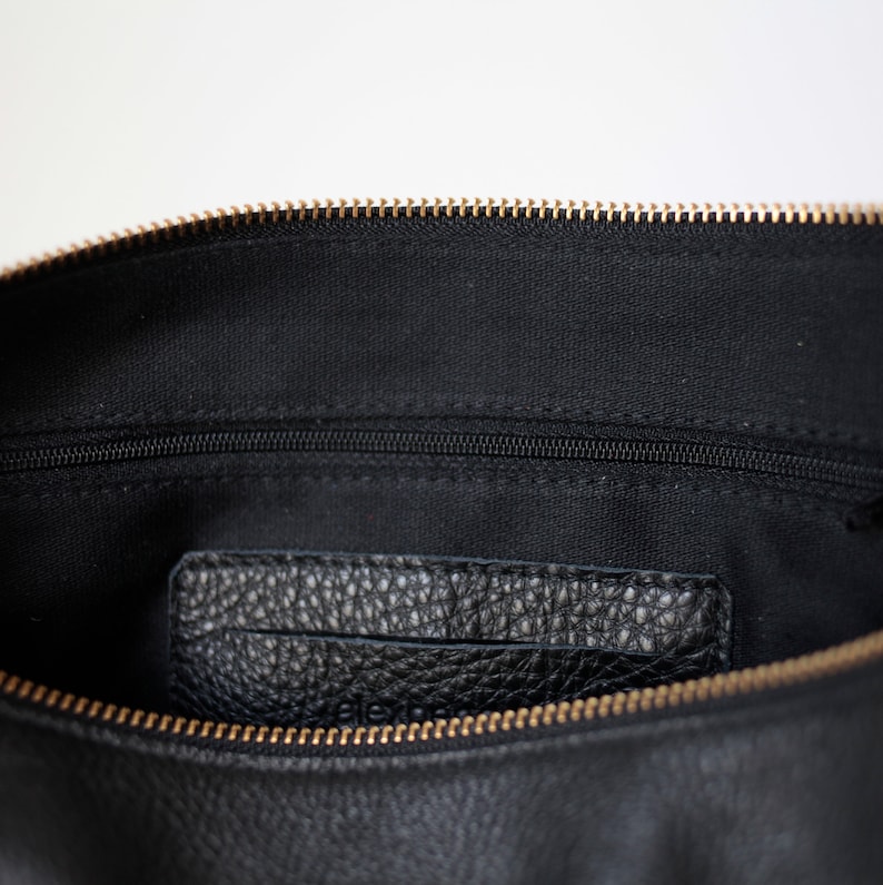 Medium Pouch Bag Black, Leather shoulder bag, crossbody bag, pouch bag image 2