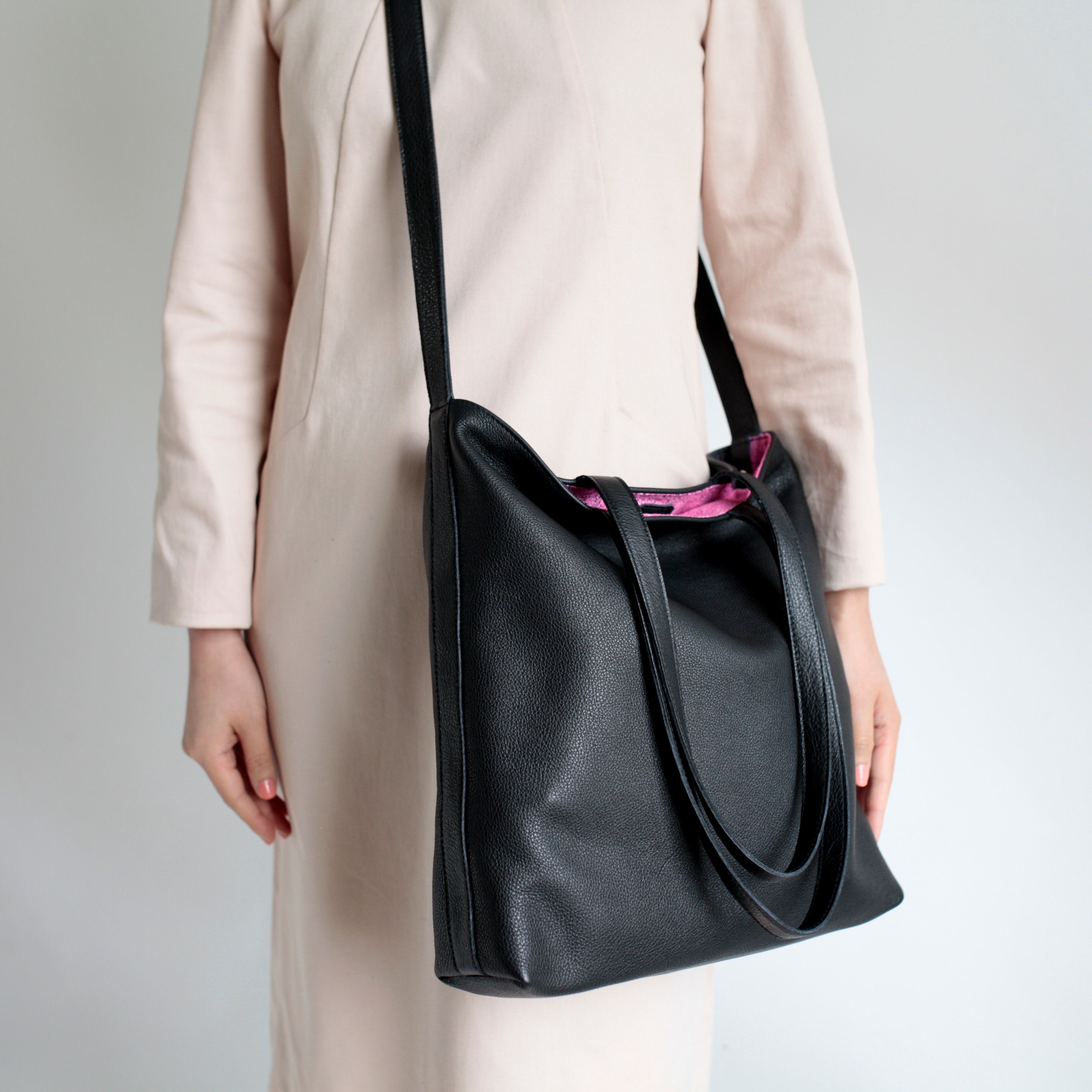 Multi-functional Leather Tote Bordeaux, Leather Shopper
