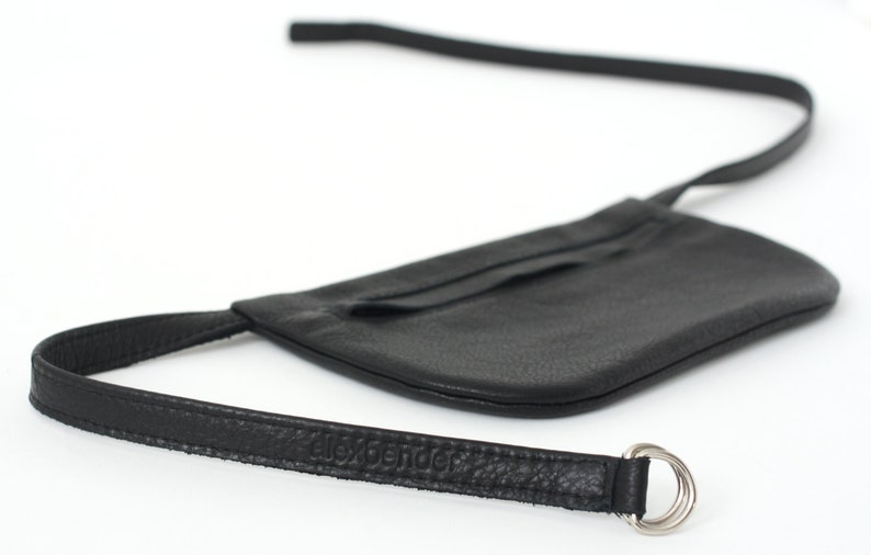 Belt Bag Black Leather, Flat Bum Bag, Hip Bag, Fanny Pack, Festival Bag, Crossbody Bag zdjęcie 4