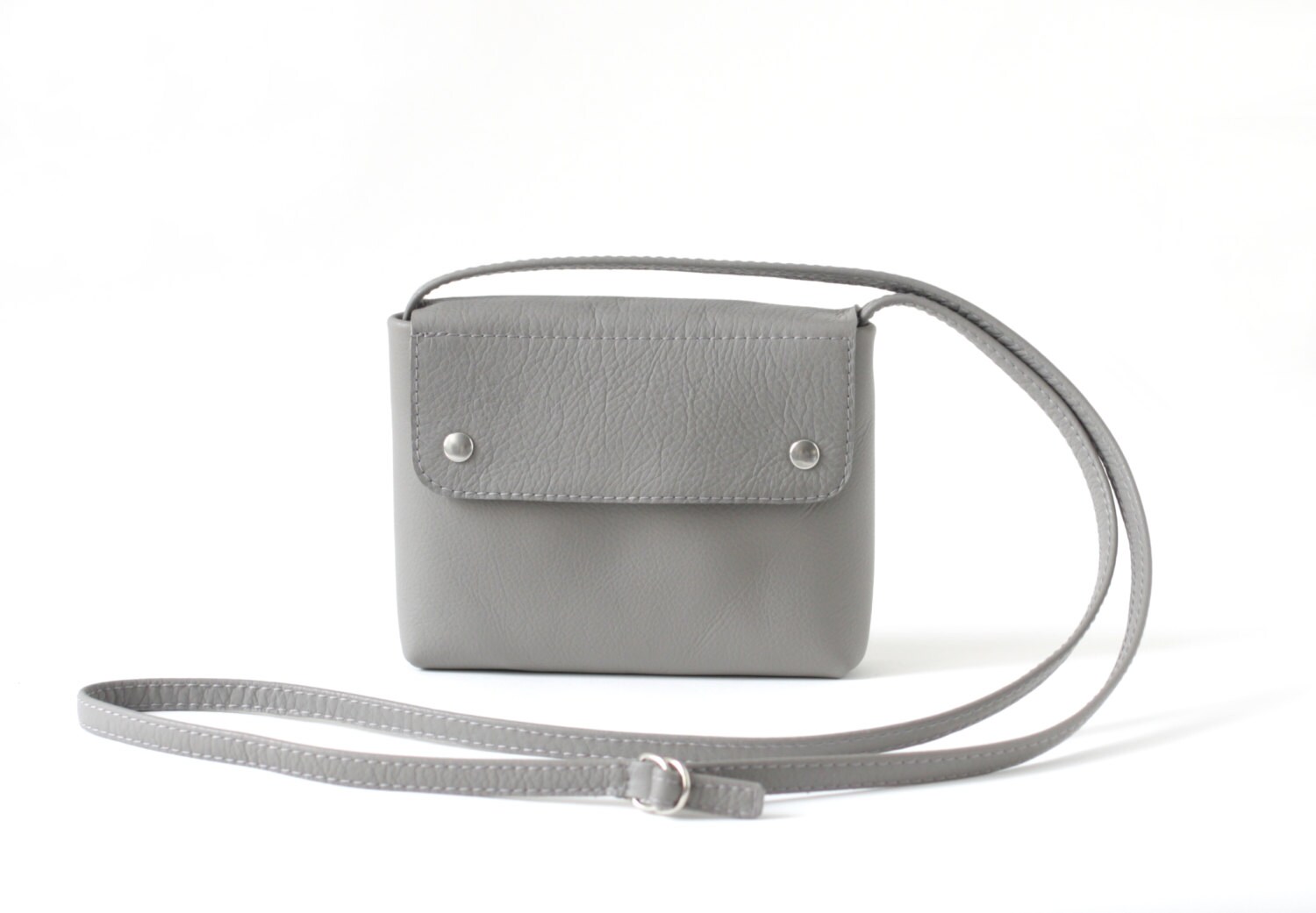 Cross Body Bag Gray Leather Small Crossbody Purse Stone Grey Etsy