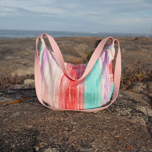 Borsa a tracolla Upcycling Mix di colori / Rosa immagine 9