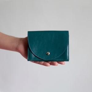 Cartera de mano mediana en color verde azulado, cartera de mano de cuero, cartera de secretaria