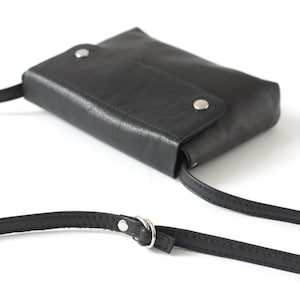 Black Mini Crossbody Purse, small leather purse, evening bag, black cross body bag image 3