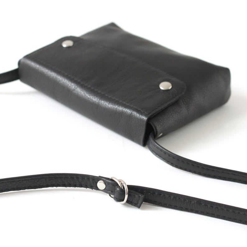 Black Mini Crossbody Purse, small leather purse, evening bag, black cross body bag image 3