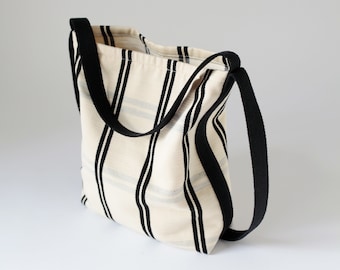 Canvas Tote Black squares,  crossbody bag, shoulder bag