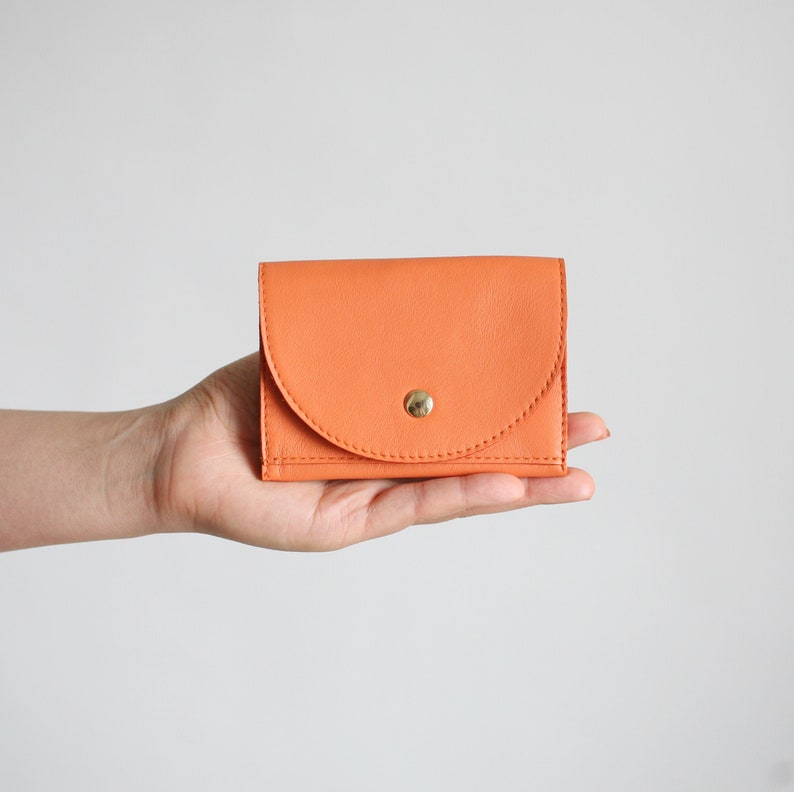 Small Wallet Tangerine, flat womens wallet, small leather purse, mens wallet Tangerine