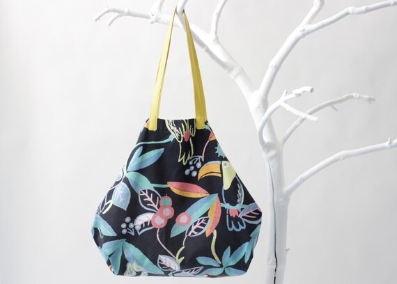 Items similar to Cotton Shopper Jungle Print with Twin Top Handels in ...