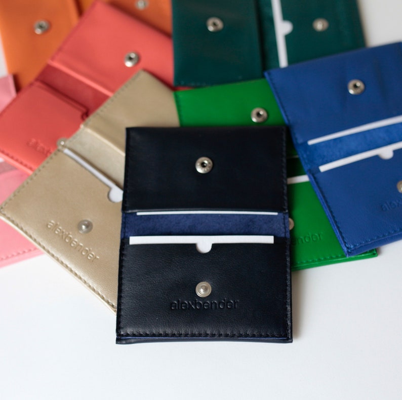 Bifold Mini Leather Wallet available in 9 colors, cardholder, card case image 9