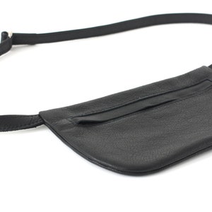 Belt Bag Black Leather, Flat Bum Bag, Hip Bag, Fanny Pack, Festival Bag, Crossbody Bag image 3