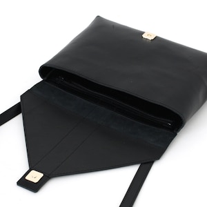 Schultertasche Envelope echt Leder Schwarz, Handtasche, Ledertasche Bild 6