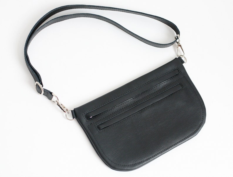 Flat Large Fanny Pack Black Double Zipper Belt Bag Hip Bag Etsy