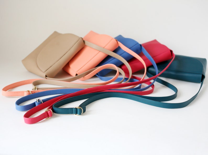 Minimalistische Schultertasche echt Leder Kornblumenblau, kleine Tasche, Handtasche, 11 Farben erhältlich image 6