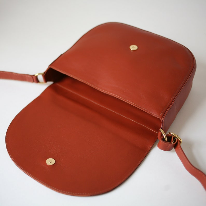Sac de selle Crossbody Copper Brown Leather, sac à bandoulière minimaliste image 5