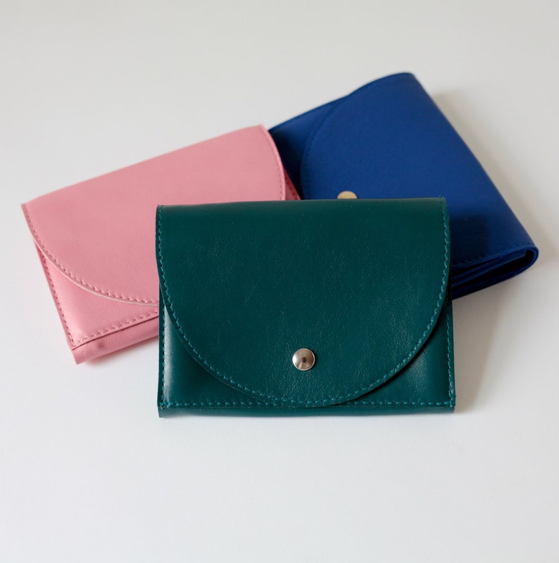 Clutch Wallet Medium Flamingo Pink, Leather Clutch, Secretary Wallet Teal