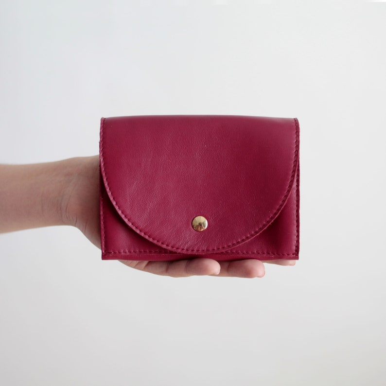 Clutch Wallet Medium Flamingo Pink, Leather Clutch, Secretary Wallet Berry