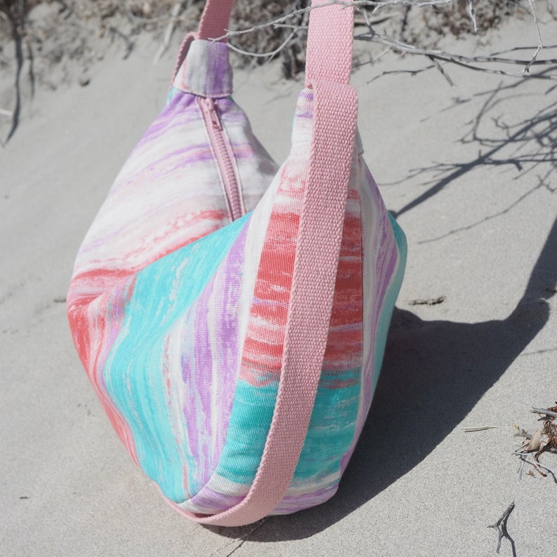 Borsa a tracolla Upcycling Mix di colori / Rosa immagine 2