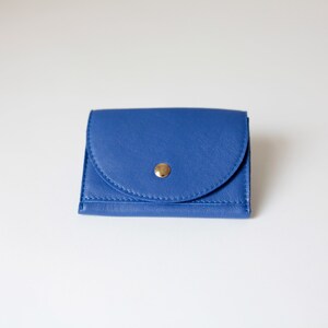 Cartera pequeña Flamingo Pink, cartera plana para mujer, monedero pequeño de piel, cartera para hombre Royal Blue