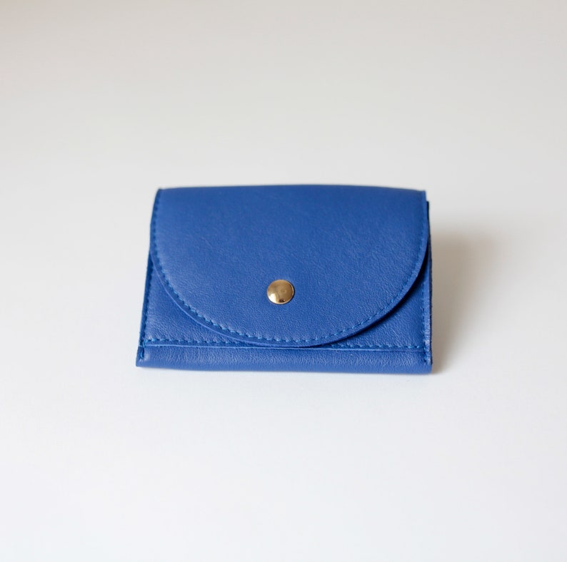 Cartera pequeña Flamingo Pink, cartera plana para mujer, monedero pequeño de piel, cartera para hombre Royal Blue