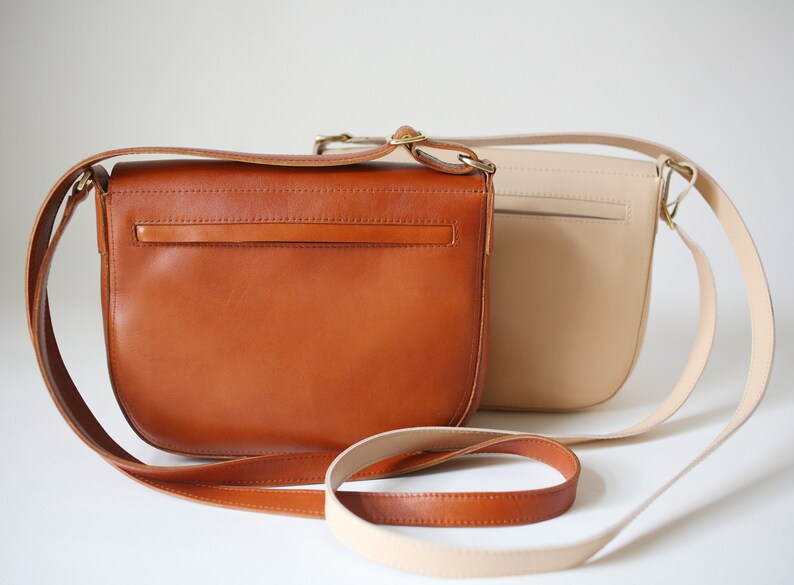 Crossbody Saddle Bag Cognac Brown minimalistic shoulder bag Etsy