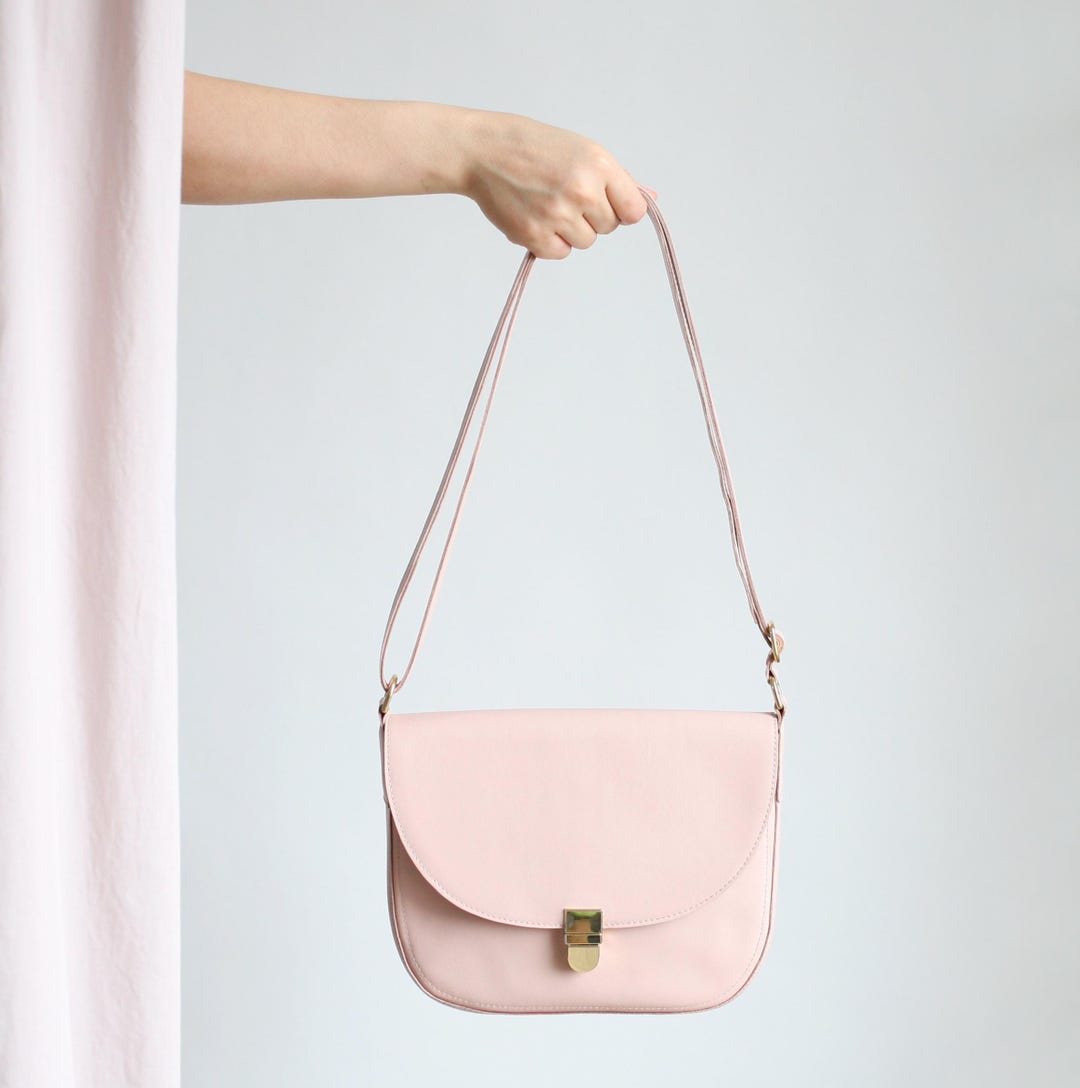 Saddle Bag Blush Pink, Crossbody Buckle Bag, Minimalistic