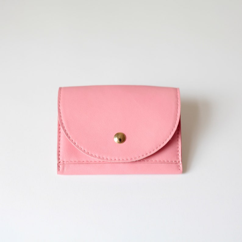 Cartera pequeña Flamingo Pink, cartera plana para mujer, monedero pequeño de piel, cartera para hombre Flamingo Pink