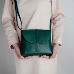 Crossbody Box Bag Forest Green Leather, sac cartable, sac à main en cuir, sac à boucle Forest Green