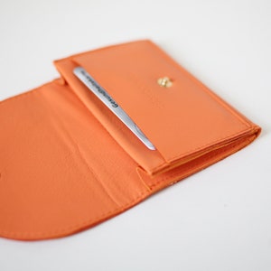 Small Wallet Tangerine, flat womens wallet, small leather purse, mens wallet image 2