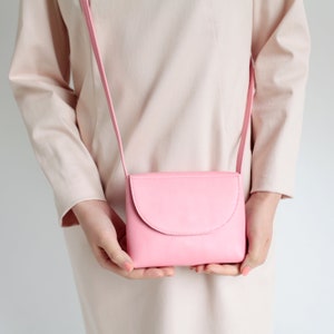 Mini Crossbody Tangerine Leather, crossbody bag, evening Bag, small leather bag, bridal bag, leather purse, evening handbag Flamingo