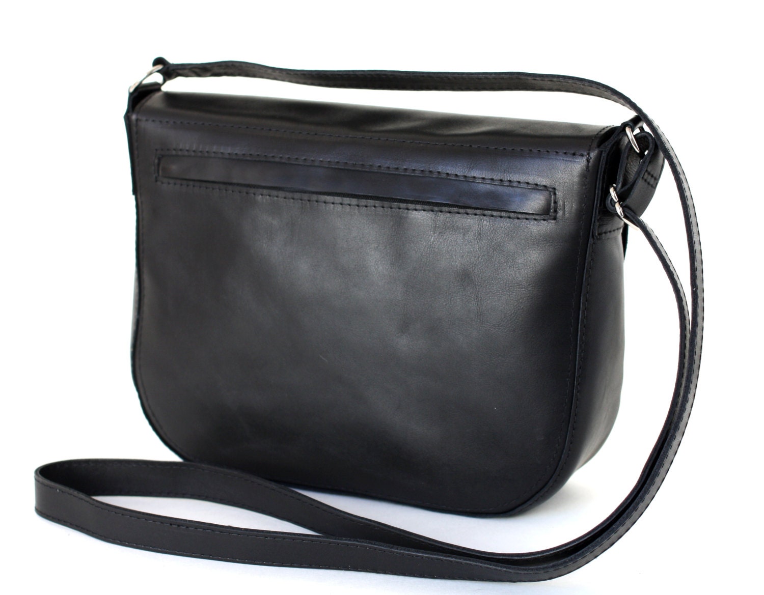 Crossbody Saddle Bag Black Leather Minimalistic Shoulder Bag Etsy