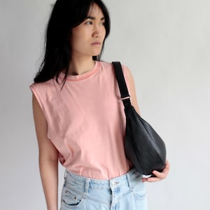 Petit sac pochette noir, sac banane, sac souple, sac à bandoulière