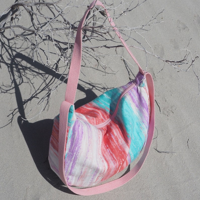 Borsa a tracolla Upcycling Mix di colori / Rosa immagine 5