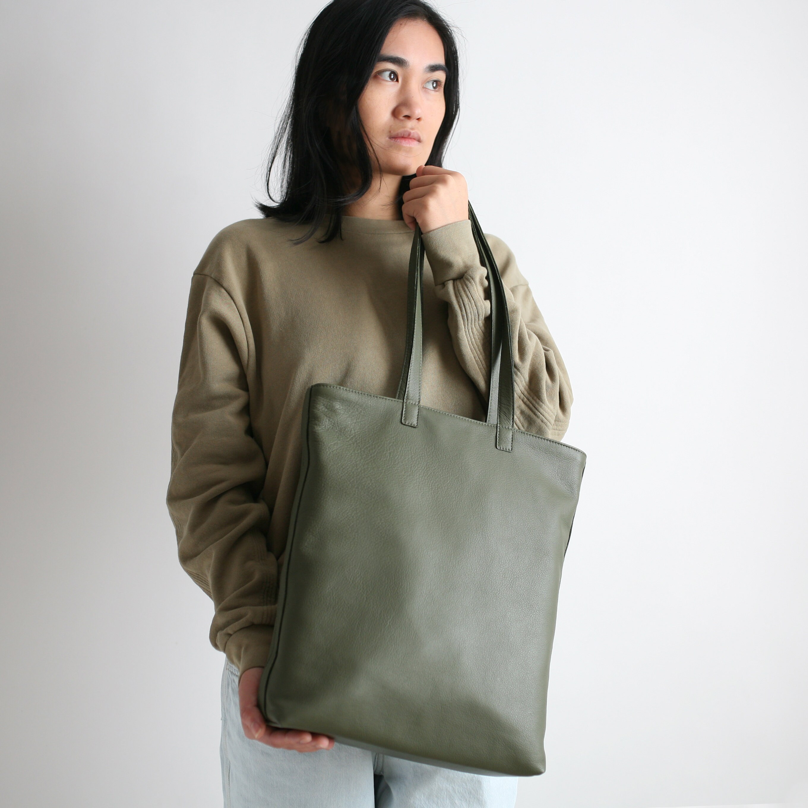 perforated leather tote