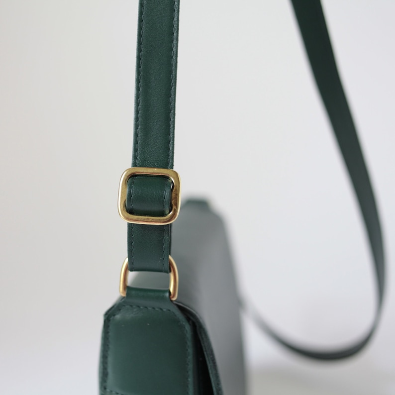 Crossbody Saddle Bag Black Leather, minimalistic shoulder bag image 10