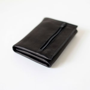Cartera Trifold Cuero Negro, cartera plana, cartera para hombre, cartera para mujer, cartera de cuero imagen 5