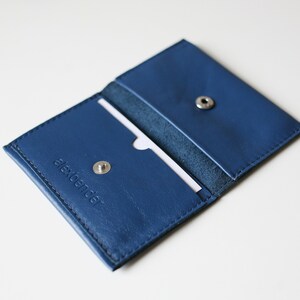 Miniportemonnaie echt Leder in 6 Farben, Kartenetui 10x6,5cm, Partygeldbörse, Kartenhülle Navy Blue