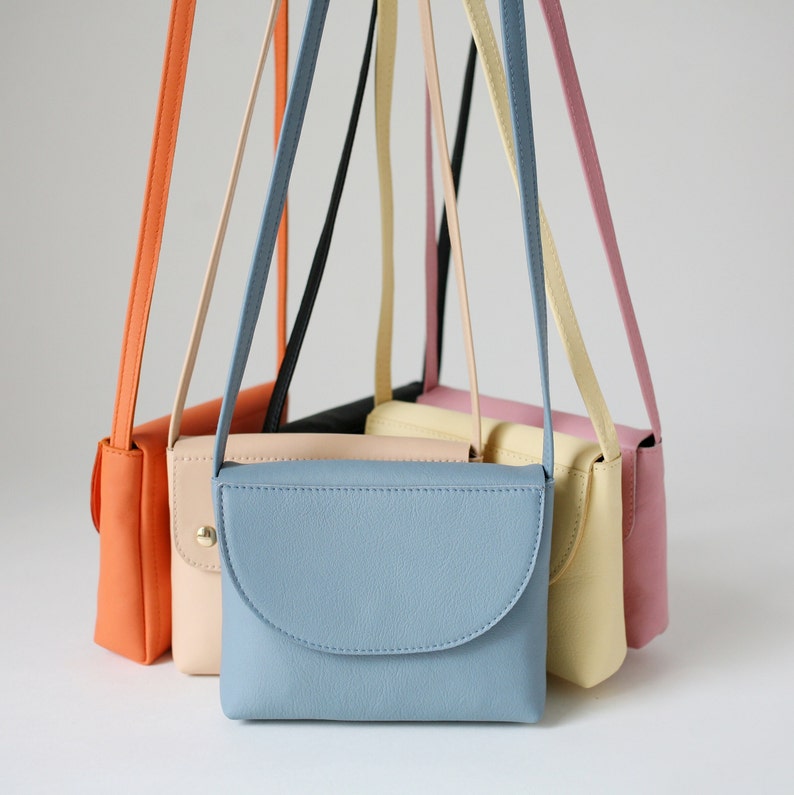 Mini Crossbody Tangerine Leather, sac crossbody, sac de soirée, petit sac en cuir, sac de mariée, sac à main en cuir, sac à main de soirée Dusky Blue