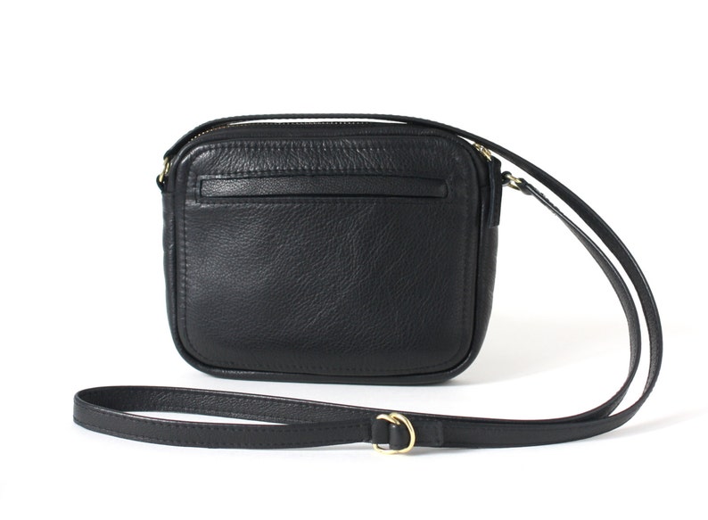 Crossbody Zip Bag Black Leather Small Leather Purse Shoulder Etsy