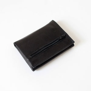 Cartera Trifold Cuero Negro, cartera plana, cartera para hombre, cartera para mujer, cartera de cuero imagen 4