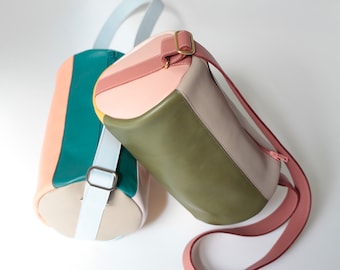 Mini Duffel Bag 5 mix di colori, borsa a tracolla rotonda
