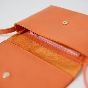 Mini Crossbody Tangerine Leather, crossbody bag, evening Bag, small leather bag, bridal bag, leather purse, evening handbag image 2