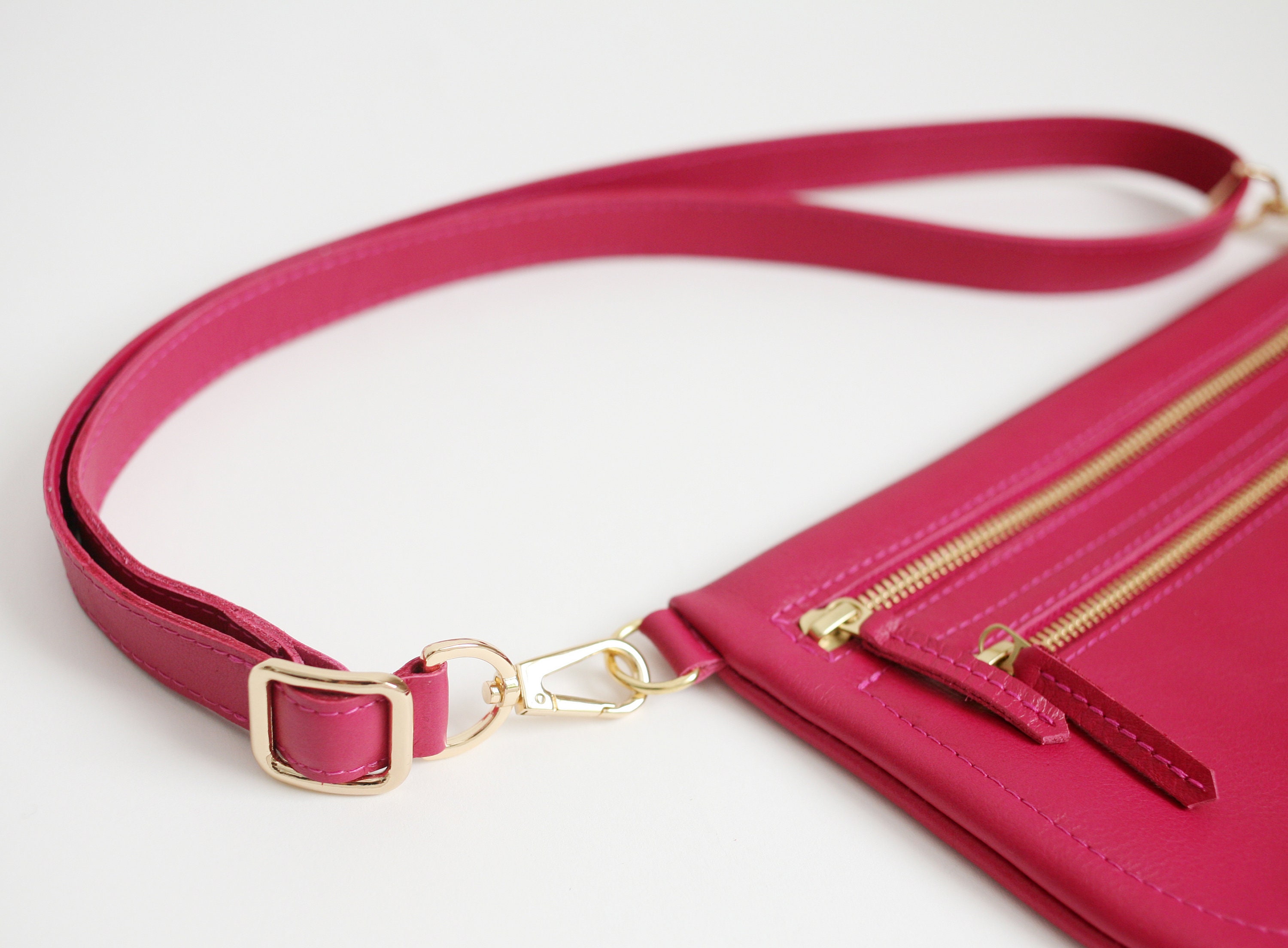 Flat Large Fanny Pack or Crossbody Bag Fuchsia Double Zipper Etsy