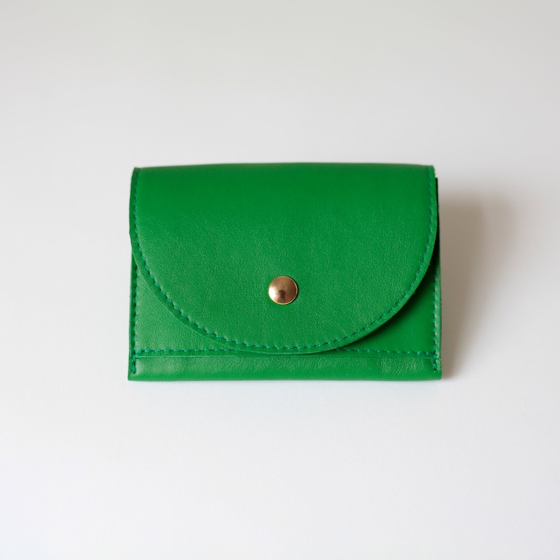 Cartera pequeña Flamingo Pink, cartera plana para mujer, monedero pequeño de piel, cartera para hombre Grass green